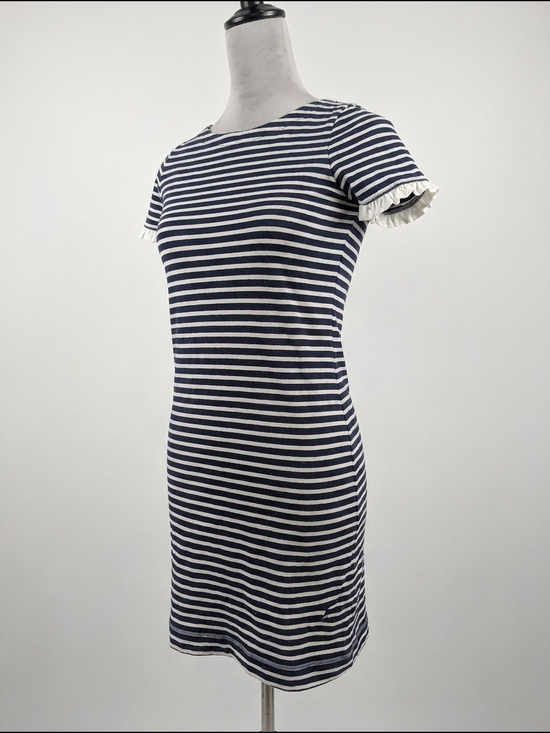 J. Crew Dresses & Skirts - J. Crew Navy and White Striped Ruffle Sleeve Mini Dress